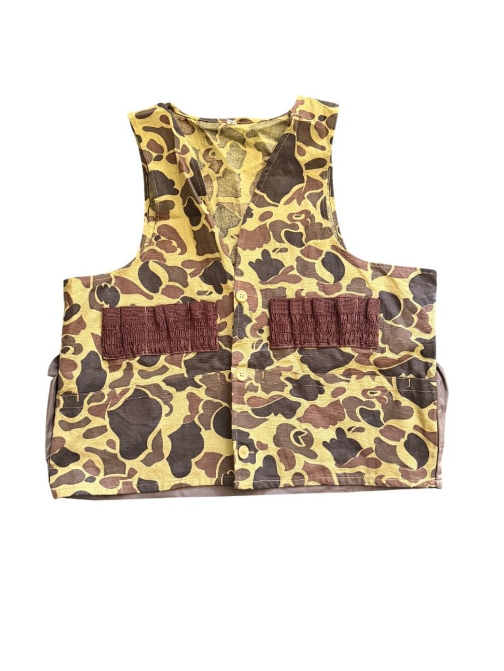 Vintage Camo Hunting Vest With Button Front Elastic Ammo Loops & Inner Pocket Co
